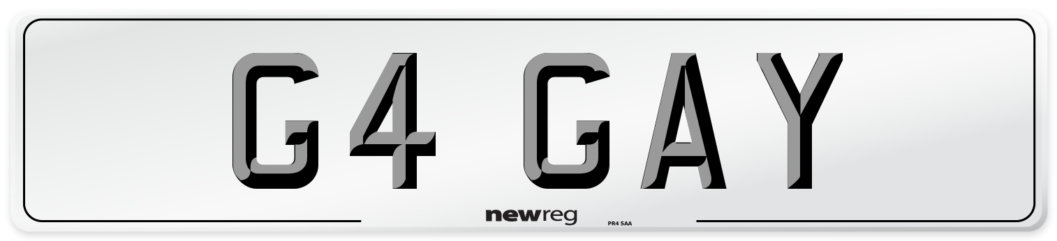 G4 GAY Number Plate from New Reg